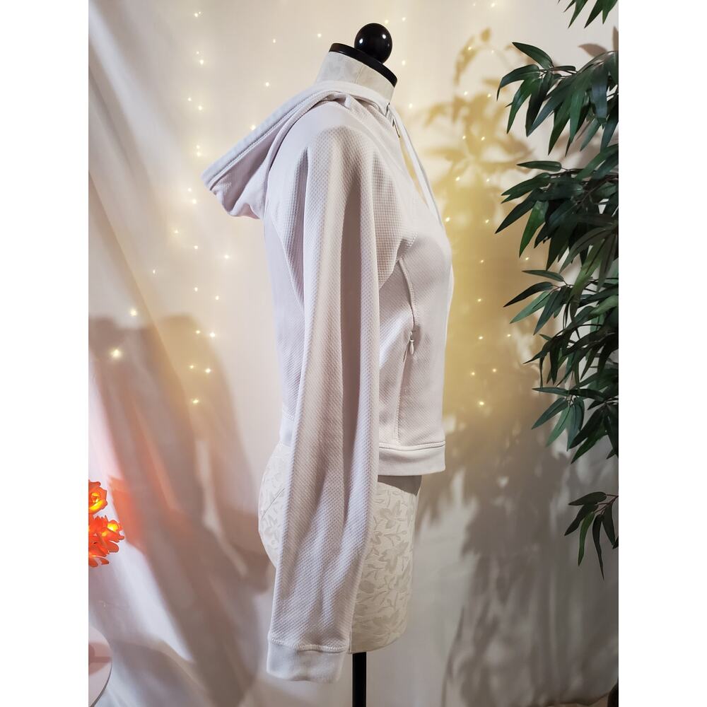 Athleta Swerve Hooded Zip Up Cropped Athletic Jacket Womens Size XS White Active - Picture 6 of 13